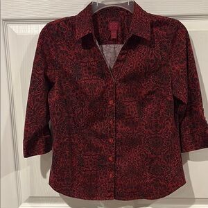212 Collection Red and Black Paisley Button-Down Shirt